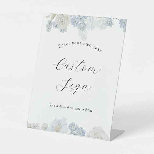 Blaues Blüten Custom-Text-Schild Sockelschild (Vorderseite)