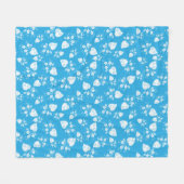 Blaues Blütenherz mit Blume Fleecedecke (Vorderseite (Horizontal))