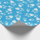 Blaues Blütenherz mit Blume Geschenkpapier (Ecke)