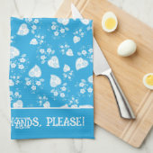 Blaues Blütenherz mit Blume Geschirrtuch (Viertel Falte)