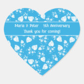 Blaues Blütenherz mit Blume Herz-Aufkleber (Vorderseite)