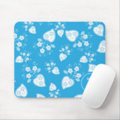 Blaues Blütenherz mit Blume Mousepad (Mit Mouse)
