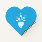 Blaues Blütenherz mit Blume Notizblock (Rückseite)