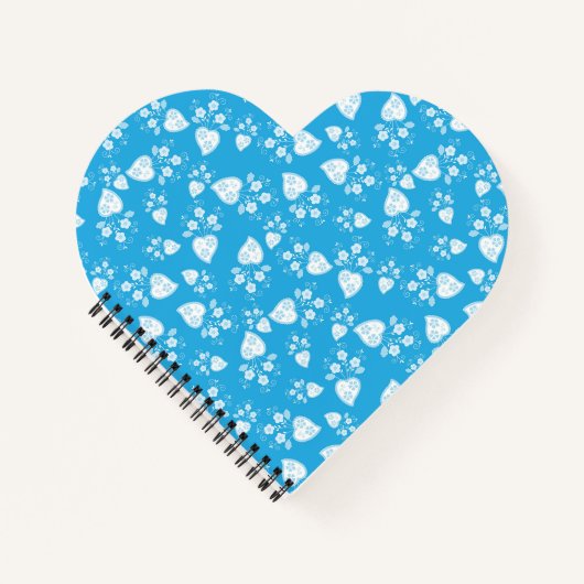 Blaues Blütenherz mit Blume Notizblock (Vorderseite)