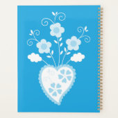 Blaues Blütenherz mit Blume Planer (Rückseite)
