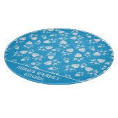 Blaues Blütenherz mit Blume Schneidebrett (Ecke)