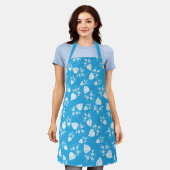 Blaues Blütenherz mit Blume Schürze (Getragen)