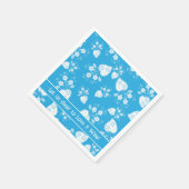 Blaues Blütenherz mit Blume Serviette (Ecke)
