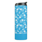Blaues Blütenherz mit Blume Thermosbecher (Nach links gedreht)
