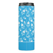 Blaues Blütenherz mit Blume Thermosbecher (Rückseite)