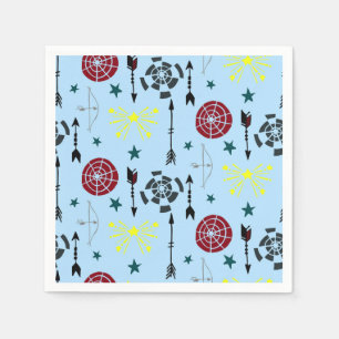 Blaues Bogenschießen beugt Pfeile und Ziele Serviette