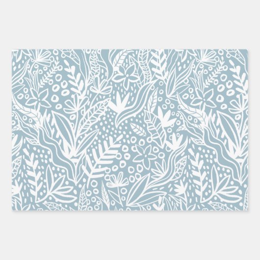 Blaues Bohemisches Blumenfrühlingspapier Geschenkpapier Set (Vorderseite 2)