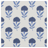 Blaues Böhmisch-Blume-Design Stoff (Nahaufnahme)