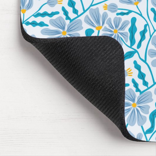 Blaues Boho-Floral-Muster Mousepad (Ecke)
