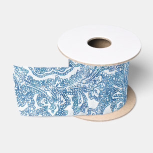 Blaues Boho-Spitzen-Pisley-Muster Satinband
