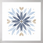 Blaues Boho-Wasserfarben-Mandala-Kunstwerk Poster (Vorne)