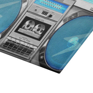 Blaues boombox schneidebrett