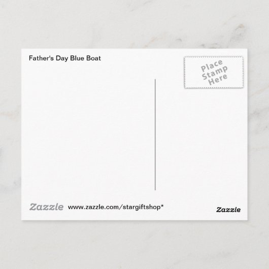 Blaues Boot des Vaters Postkarte (Rückseite)