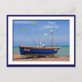 Blaues Boot des Vaters Postkarte (Vorderseite)