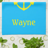 Blaues Boot (Name) Gelb Geschirrtuch (Gefaltet)