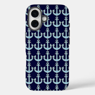blaues Boot nautisches Anker Muster iPhone 16 Hülle