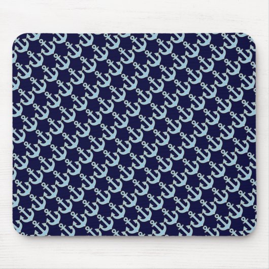 blaues Boot nautisches Anker Muster Mousepad (Vorne)
