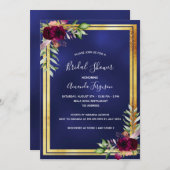 Blaues Bordeaux-Brautparty Einladung (Vorne/Hinten)