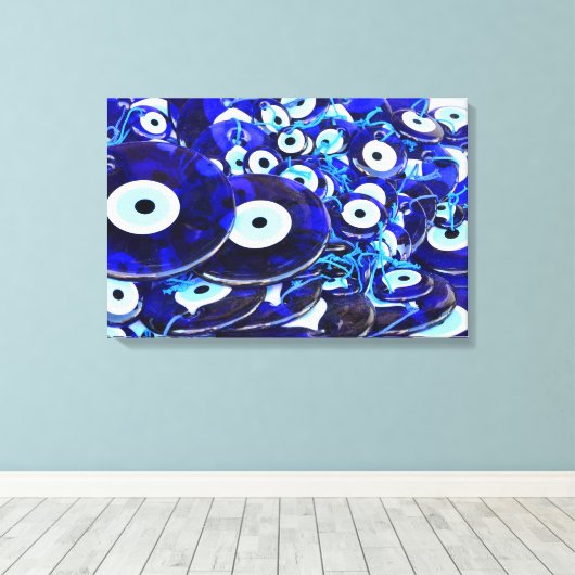 Blaues Böse Augapfel Leinwanddruck (Insitu (Holzboden))