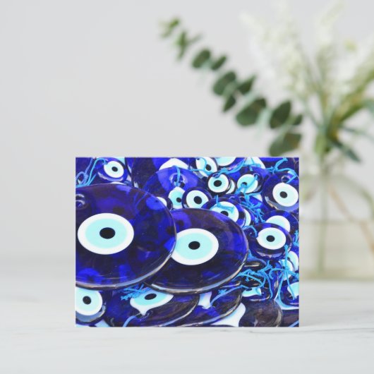 Blaues Böse Augapfel Postkarte (Stehend Vorderseite)
