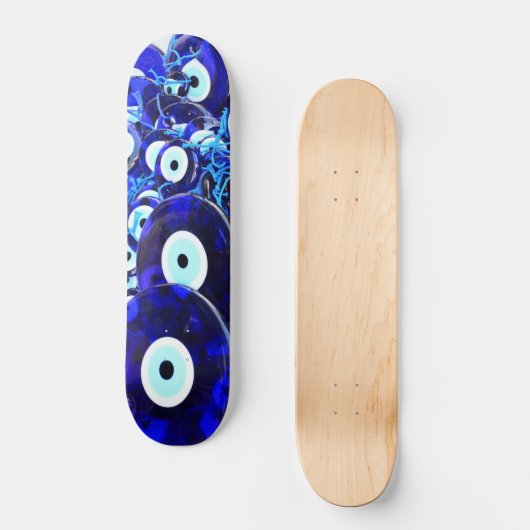 Blaues Böse Augapfel Skateboard (Vorderseite)