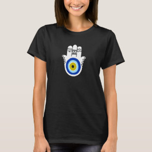 Blaues Böse-Augen-Ancient-Hamsa-Symbol T-Shirt