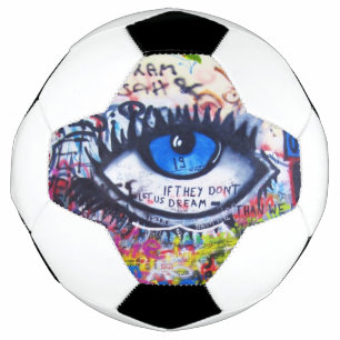 Blaues böses Auge Modernes Graffiti Fußball