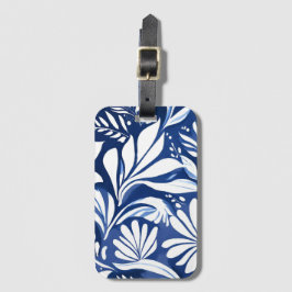 Blaues botanisches Aquarell-Blumenmuster Gepäckanhänger
