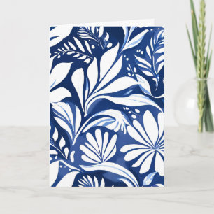 Blaues botanisches Aquarell-Blumenmuster Karte