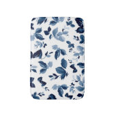 Blaues Botanisches Blumenmuster Badematte (Vorderseite Vertikal)