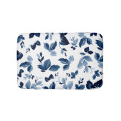 Blaues Botanisches Blumenmuster Badematte (Vorderseite)