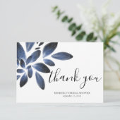 Blaues botanisches Brautparty Dankeskarte (Stehend Vorderseite)