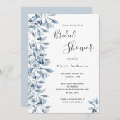 Blaues botanisches Brautparty Einladung (Vorne/Hinten)