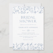 Blaues botanisches Brautparty Einladung (Vorderseite)