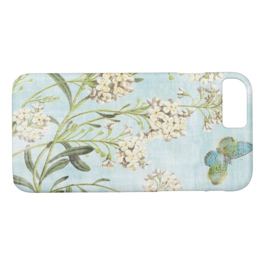 Blaues botanisches Case-Mate iPhone hülle (Rückseite (Horizontal))