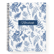 Blaues Botanisches Deluxe-Spiralnotizbuch