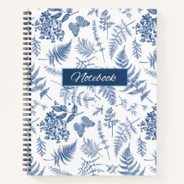 Blaues Botanisches Deluxe-Spiralnotizbuch Notizblock