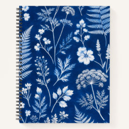 Blaues Botanisches Florales College-Notizbuch Notizblock