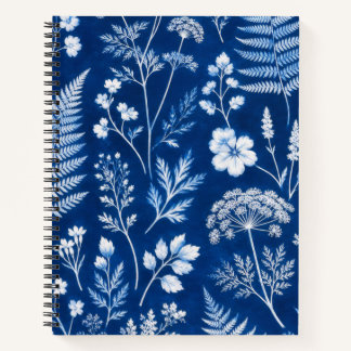 Blaues Botanisches Florales College-Notizbuch Notizblock