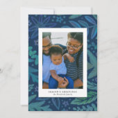 Blaues botanisches Frohe Festtage Portrait (Vorderseite)