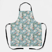 Blaues Botanisches Frühlingshemd Schürze (Vorderseite)