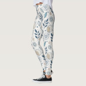 Blaues botanisches geometrisches Doodle Leggings (Links)