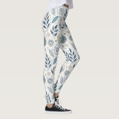 Blaues botanisches geometrisches Doodle Leggings (Rechts)