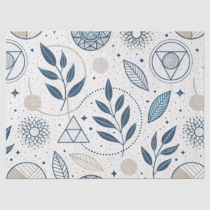 Blaues botanisches geometrisches Doodle Seidenpapier