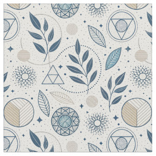 Blaues botanisches geometrisches Doodle Stoff